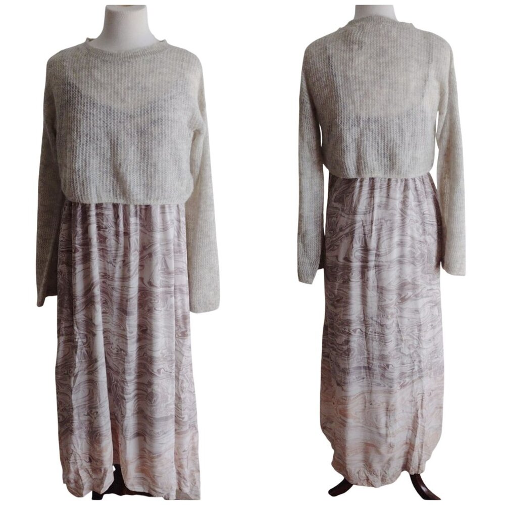 Anthropologie 2 pc Sweater Dress S NEW Alpaca Wool Swirl Print Midi - Picture 14 of 14
